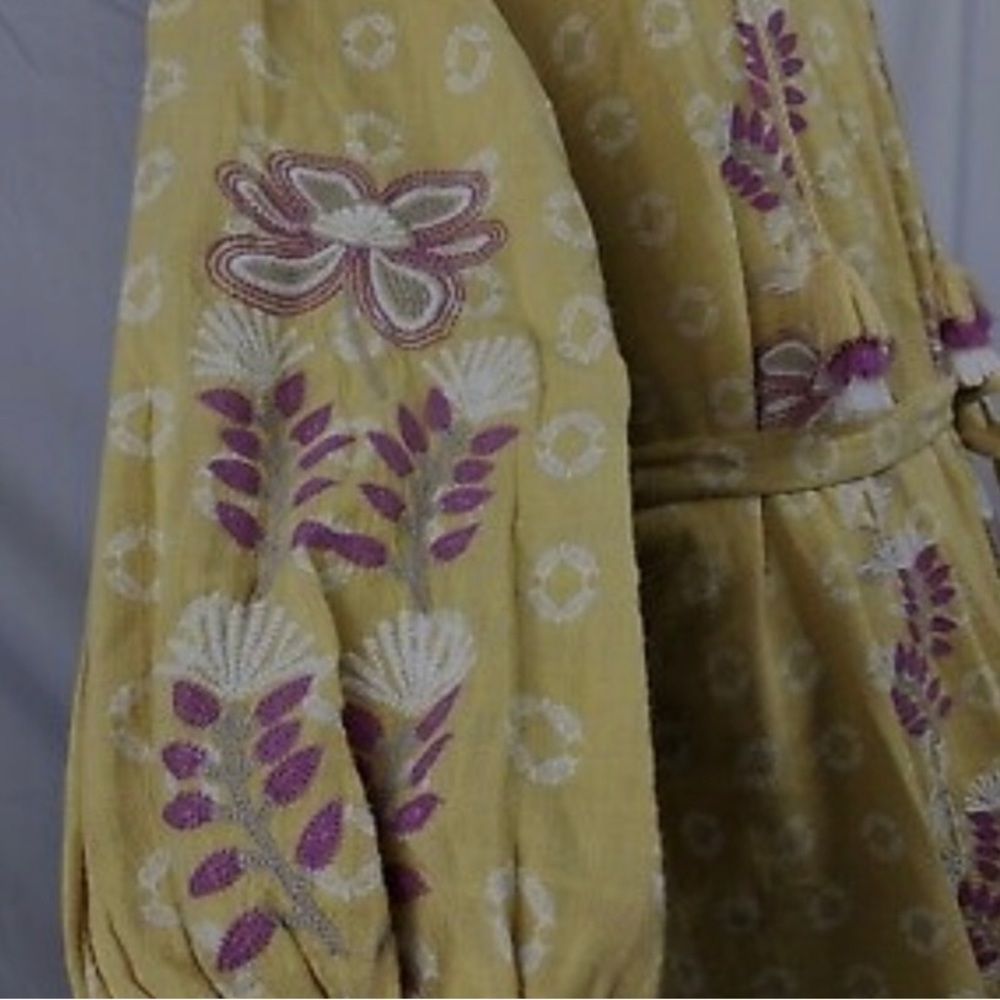 Embroidered Linen Midi Dress Caftan / Resort Wear NWT XS - Picture 10 of 15